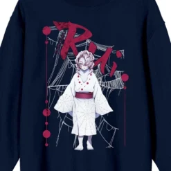 Demon Slayer Rui, "RUI" Text, Webs On Navy Adult Crew Neck