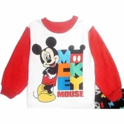 Disney Toddler Boys' Mickey Mouse 2-Piece Pajama Set, Red/White, 2T