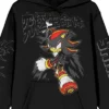 Sonic The Hedgehog Shadow Running With Black Lettering And Sleeve Hits Adult Black Long Sleeve Hoodie