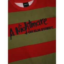A Nightmare On Elm Street Logo Crew Neck Long Sleeve Striped Adult Tee